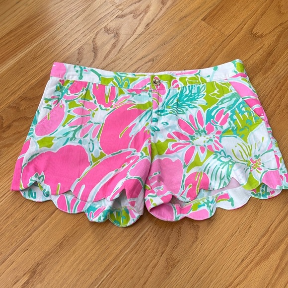 Lilly Pulitzer buttercup short size 10 flamingo pink don’t give a cluck - Picture 1 of 8